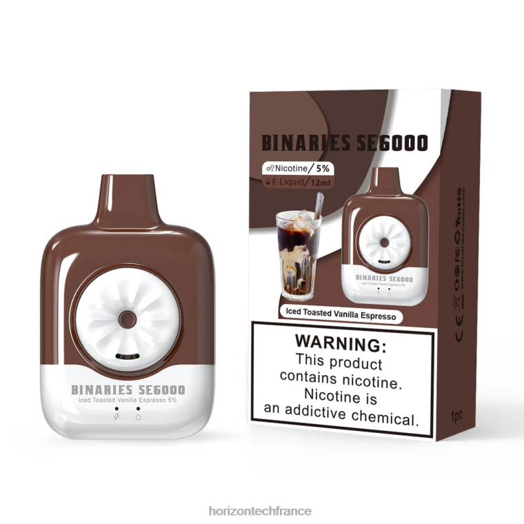 HorizonTech Binaries Cabin jetable 12ml expresso glacé à la vanille grillée TZ8T153 Horizontech Vape France