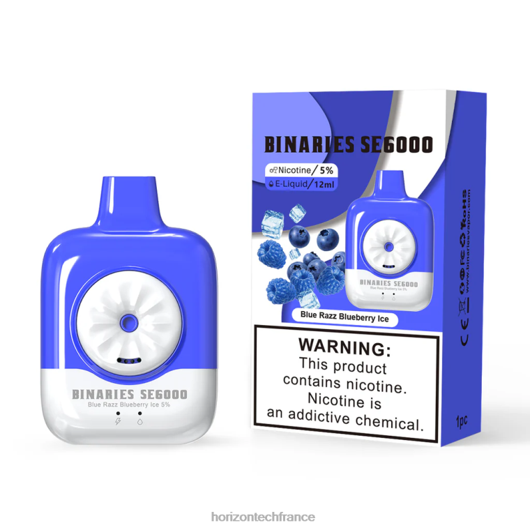 HorizonTech Binaries Cabin jetable 12ml glace aux bleuets blue razz TZ8T141 Horizontech France