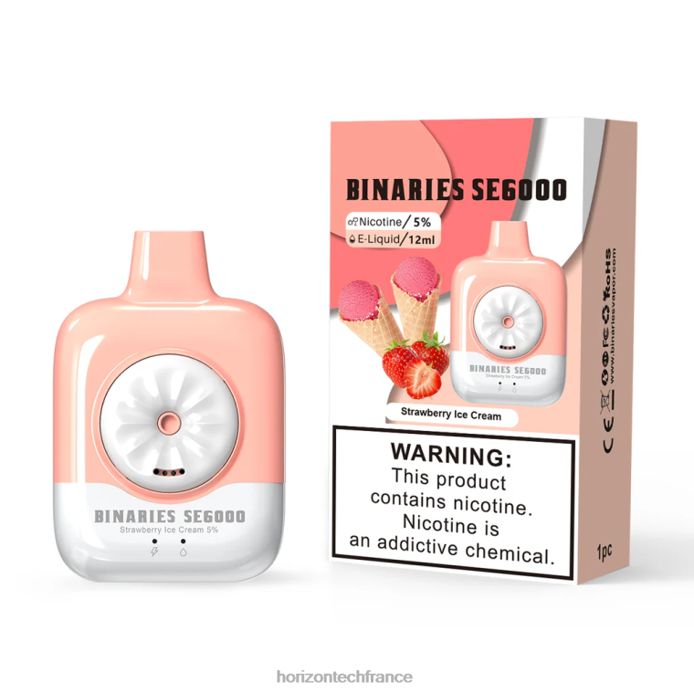 HorizonTech Binaries Cabin jetable 12ml glace à la fraise TZ8T132 Horizontech Paris