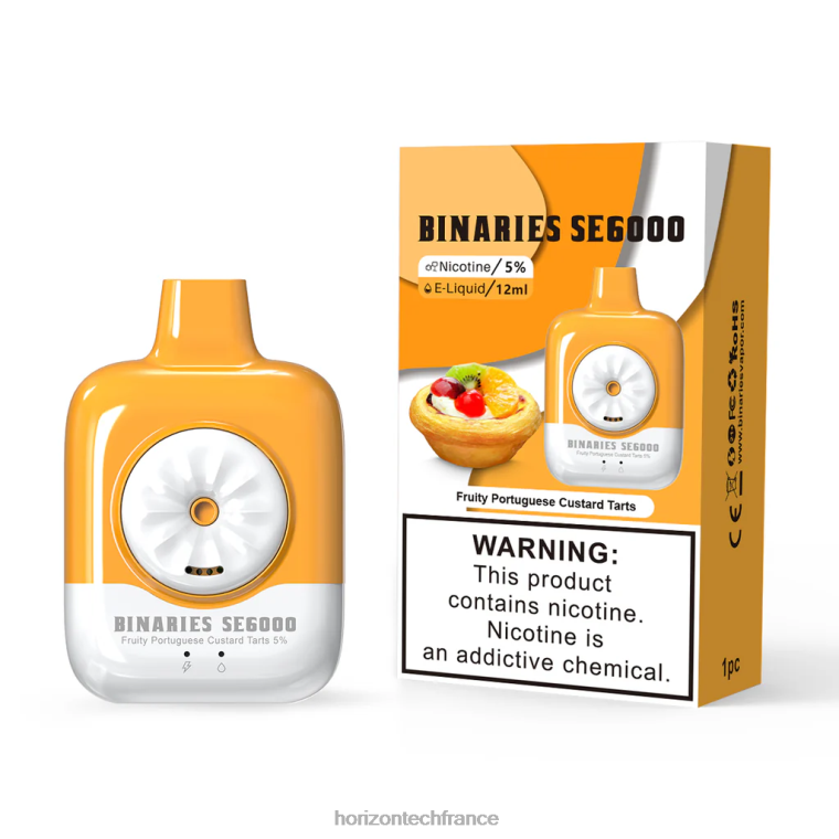 HorizonTech Binaries Cabin jetable 12ml tartes à la crème portugaise fruitées TZ8T137 Horizontech Disposable Vape