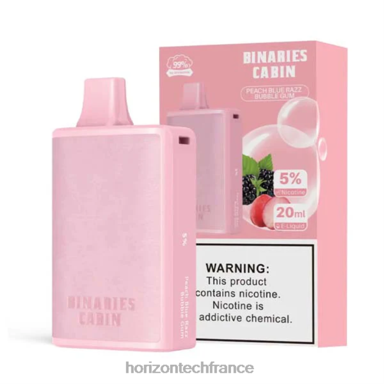 HorizonTech Binaries Cabin jetable 20ml bubble gum razz bleu pêche TZ8T77 Horizontech Disposable Vape