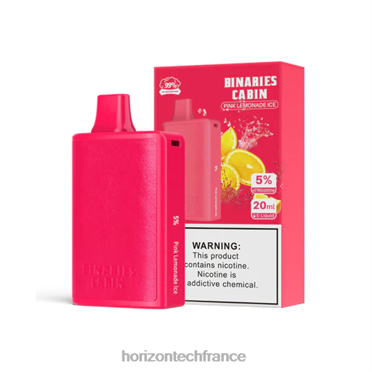 HorizonTech Binaries Cabin jetable 20ml glace à la limonade rose TZ8T67 Horizontech Disposable Vape