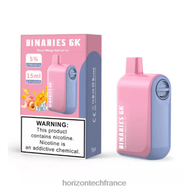 HorizonTech Binaries Cabin jetable 15ml glace pêche mangue abricot TZ8T52 Horizontech Paris