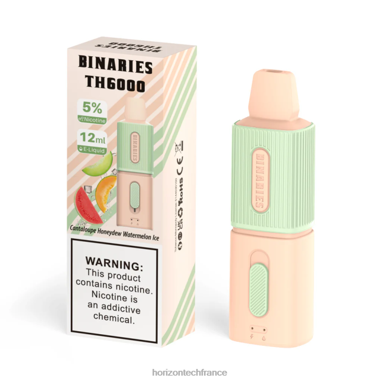HorizonTech Binaries Cabin th6000 jetable 12ml cantaloup miellat pastèque glace TZ8T107 Horizontech Disposable Vape