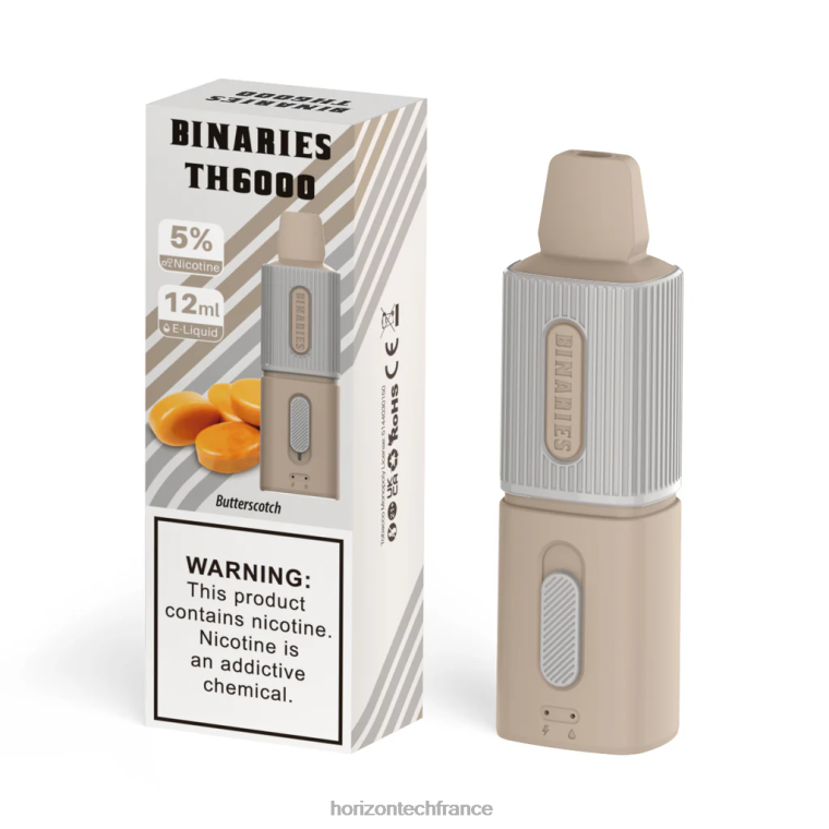 HorizonTech Binaries Cabin th6000 jetable 12ml caramel au beurre TZ8T103 Horizontech Vape France