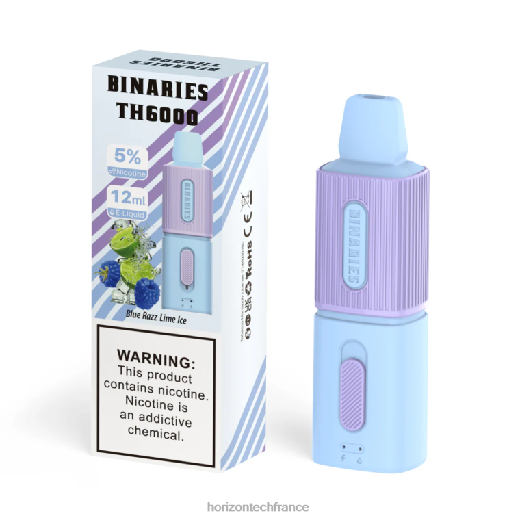 HorizonTech Binaries Cabin th6000 jetable 12ml glace bleue au citron vert TZ8T106 Horizontech Vape Kit