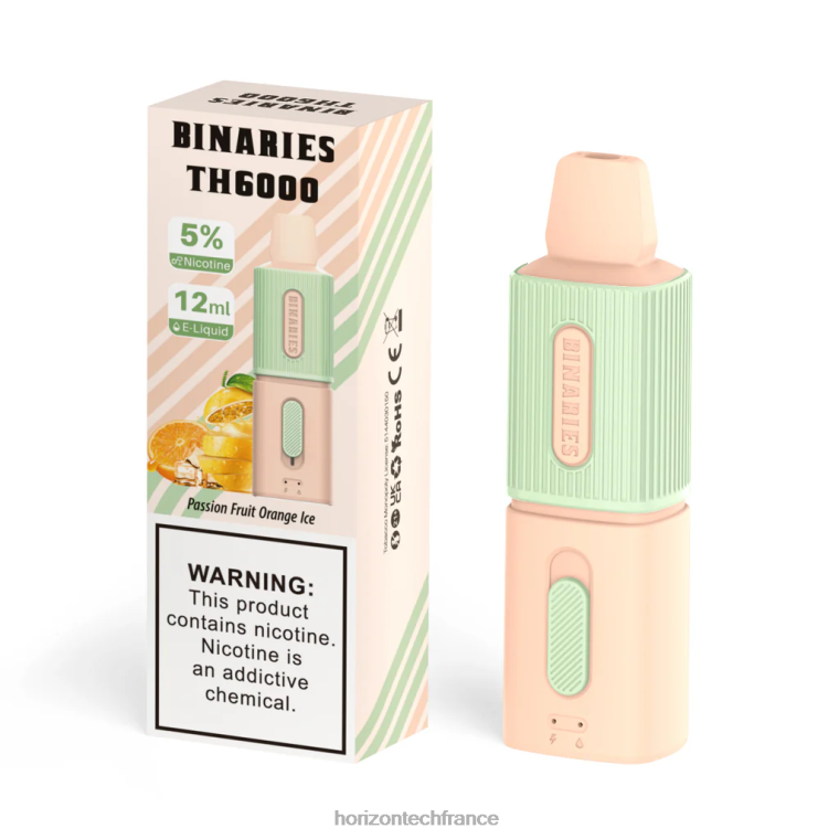 HorizonTech Binaries Cabin th6000 jetable 12ml glace à l'orange aux fruits de la passion TZ8T112 Horizontech Paris