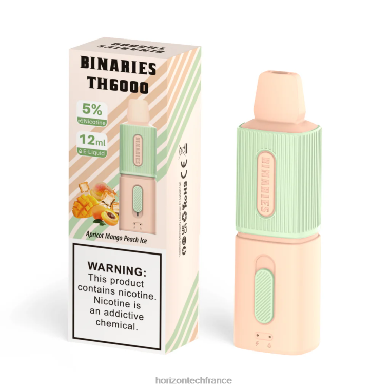 HorizonTech Binaries Cabin th6000 jetable 12ml glace à la pêche, à la mangue et à l'abricot TZ8T104 Horizon Tech Vape Tank