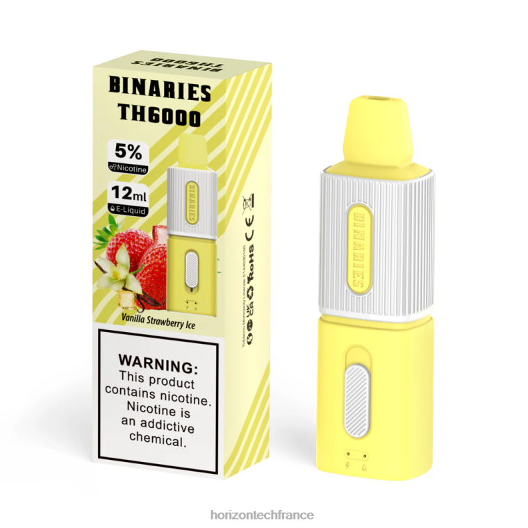 HorizonTech Binaries Cabin th6000 jetable 12ml glace vanille fraise TZ8T102 Horizontech Paris