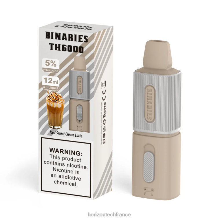 HorizonTech Binaries Cabin th6000 jetable 12ml latté glacé à la crème sucrée TZ8T124 Horizon Tech Vape Tank