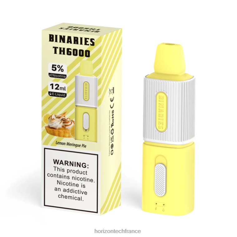 HorizonTech Binaries Cabin th6000 jetable 12ml tarte au citron meringuée TZ8T101 Horizontech France